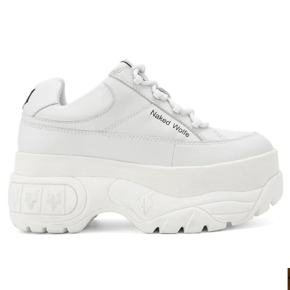 Naked Wolfe Shoes - Naked Wolfe - Sporty Leather Platform Shoes in White